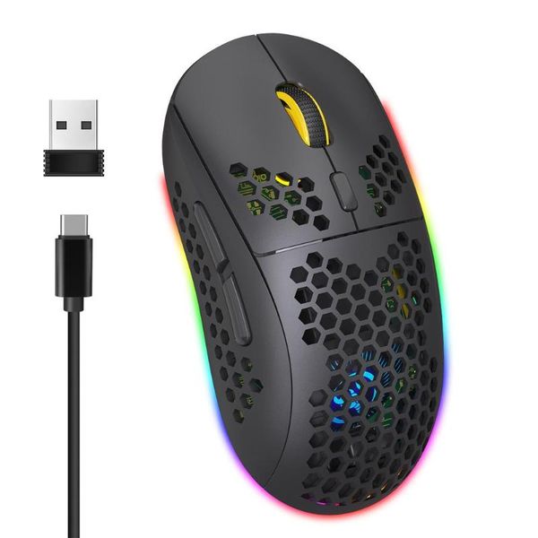 

mice rechargeable lightweight gaming mouse 2.4g wireless rgb chroma backlight ultralight honeycomb shell