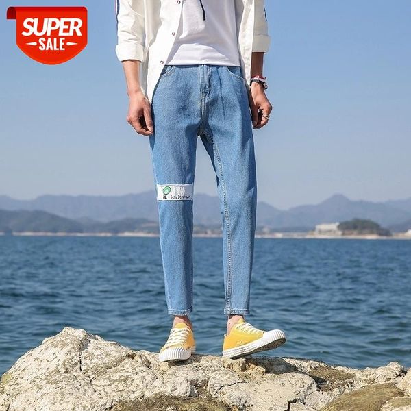 

2018 korean style blue trousers biker denim baggy men classic hip hop jeans straight full length casual fashion pants 2xl #bn2g