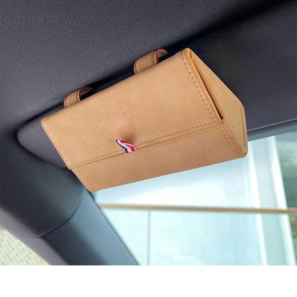 

car organizer glasses case sunglasses storage box eyeglasses holder protective turn leather auto interior accessories 3 colors