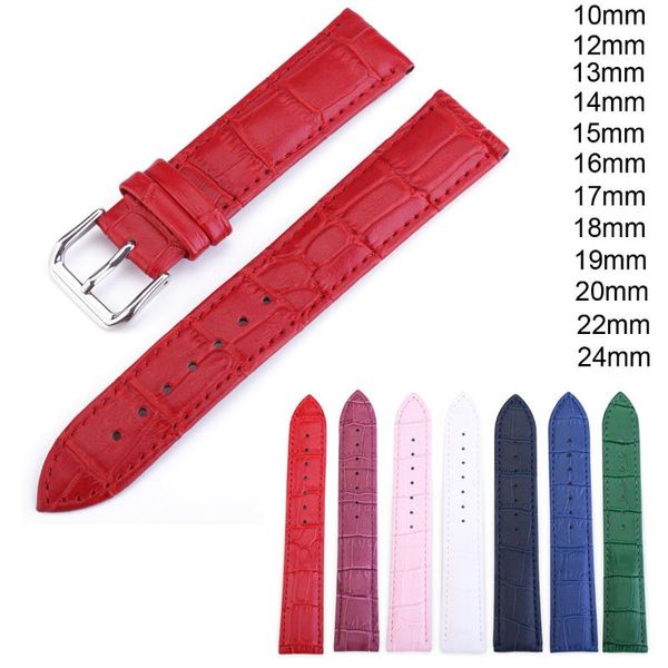 Uhrenarmbänder aus echtem Leder mit Krokodiladern, 10, 12 mm, 13, 14 mm, 15, 16 mm, 17 mm, 18 mm, 19, 20 mm, 22 mm, 24 mm