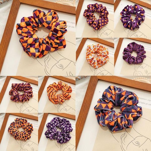 

halloween flannel hair rope christmas scrunchies elastic bands ponytail velvet ties ring xmas accessories1
