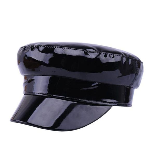 

vintage sboy cap women pu black military fashion boy caps british classic female gatsby retro flat hats wide brim, Blue;gray