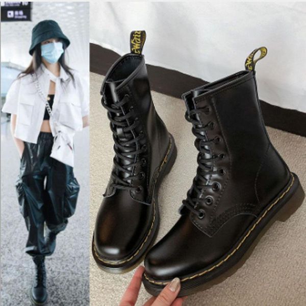 

boots women's leather 2021 couple british fashion short 8-hole motorcycle, Black