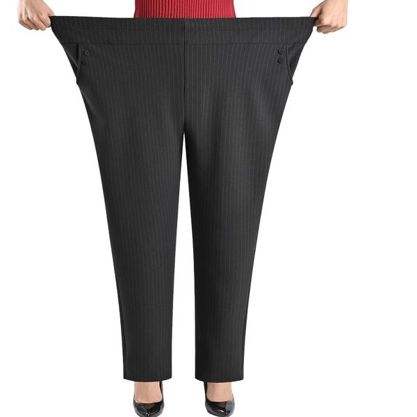 

women's pants & capris extra large size women loose high elastic middle-aged clothing 6xl 7xl 8xl autumn female trousers, Black;white