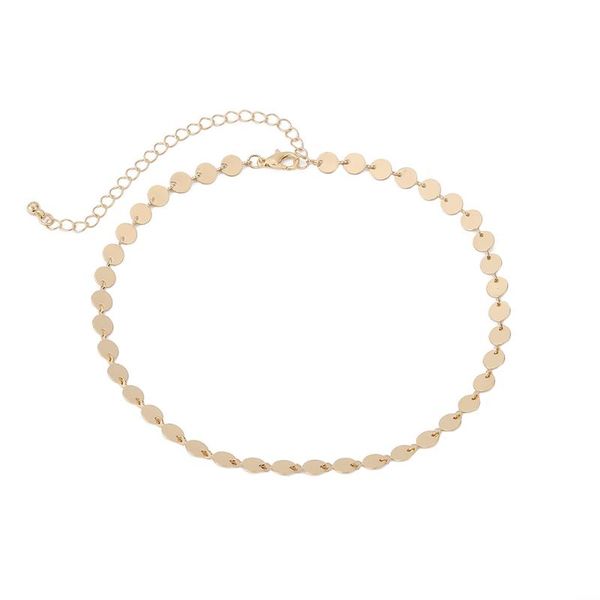 

chokers women charming collar choker necklace copper gold party adjustable chain fashion jewelry daily clavicle date gift sequin pendant, Golden;silver