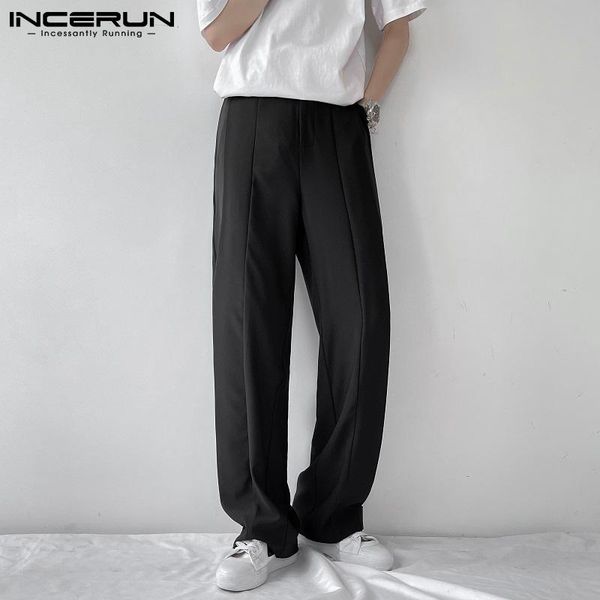 

men's pants men straight joggers button solid color streetwear pockets fashion trousers 2021 casual pantalones hombre s-5xl incerun, Black