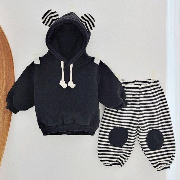 

clothing sets baby girls and boys fashion set hooded clothes children's kids hoodie pant suit for 9-36  toddler, White