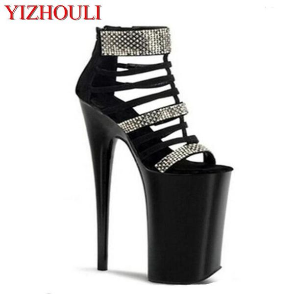 

dress shoes arrival 20cm high-heeled rivet formal open toe sandals 8 inch gladiator clubbing high heels rated 5.0 /5 ba, Black