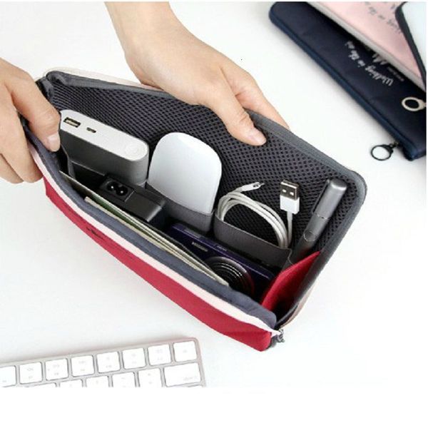 

bag organizer travel hand portable battery earphone electronic devices bags clutch passport pouch z212, Blue;pink