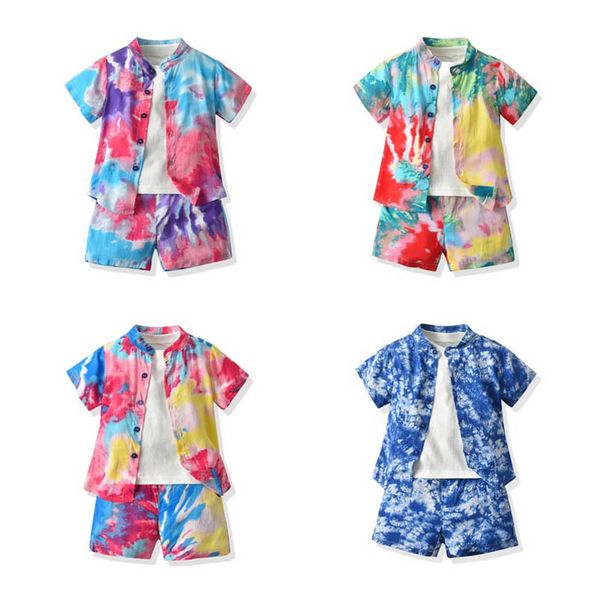 

kids clothing sets boys suits children clothes childrens outfits summer cotton fashion short sleeve shirt t-shirt shorts beach bohemia 3pcs, White