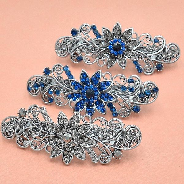 

hair clips & barrettes korea rhinestone hairpin spring collet flower clip retro head jewelry, Golden;silver