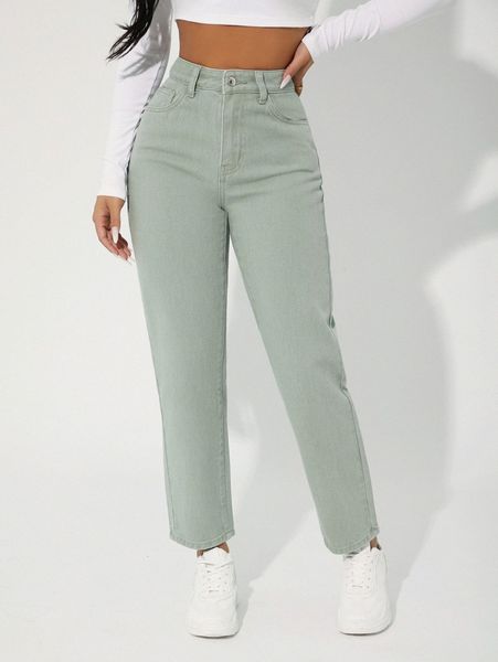 

petite slant pocket straight leg jeans z2la#, Blue