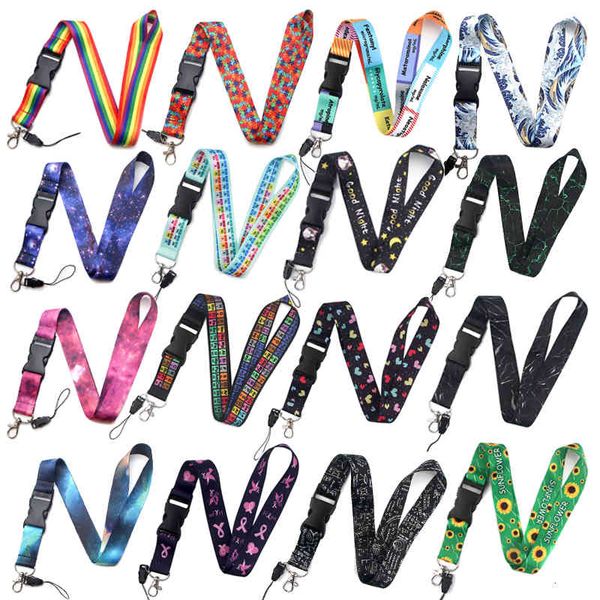 

dz506 chemistry the periodic table key lanyard car keychain id card pass gym mobile phone badge kids keyring holder jewelry, Silver