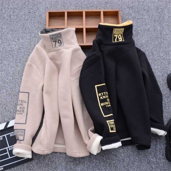 

toddler boys girls sweatshirts warm autumn winter coat sweater baby long sleeve turtleneck outfits tracksuit children clothes 211023, Black