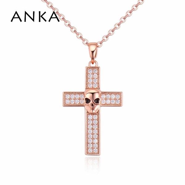 

pendant necklaces anka fashion skeleton cross necklace designer classics cubic zircon for women jewelry #119045, Silver