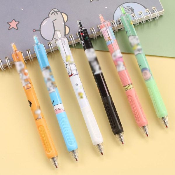 

gel pens 6pcs/set cute cartoon animation kawaii push pen korean carbon 0.5mm black student school supplies office stationery