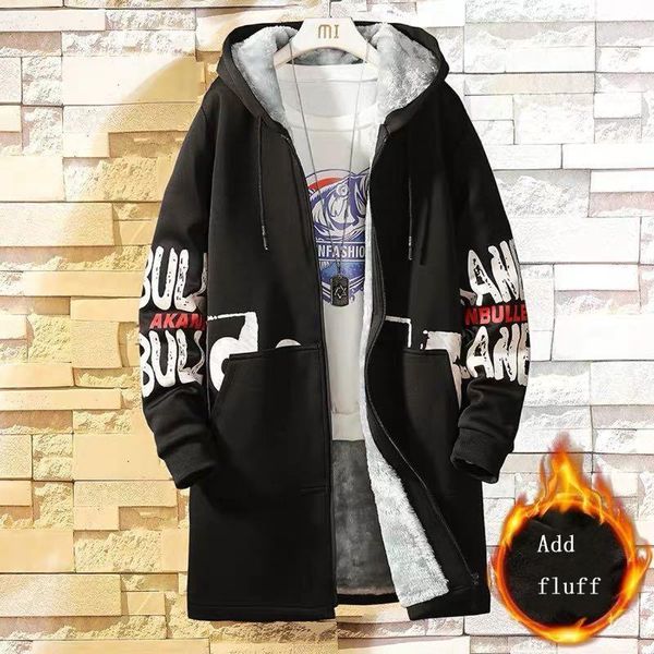 

men's trench coats korean version, autumn and winter, mid-length, thick windbreaker, men, fashionable style, printed slim handsome jack, Tan;black