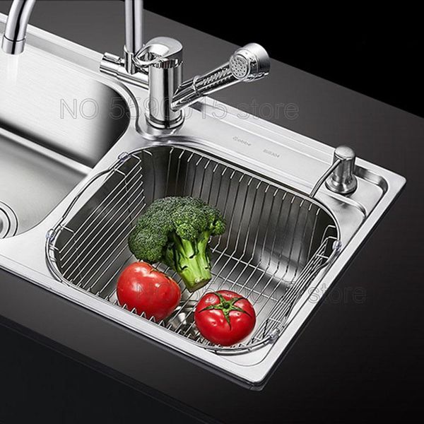 

hanging baskets stainless steel sink rack kitchen dish drain storage basket