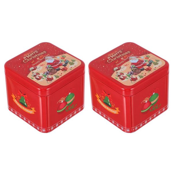 

gift wrap 2pcs christmas tinplate jars candy boxes biscuit cartoon storage