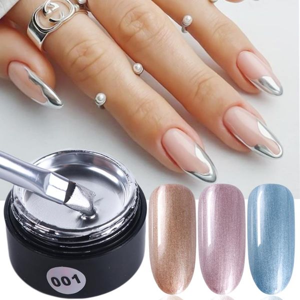 

nail gel metal polish holographic mirror silver rose gold painting hook line uv varnish diy manicure art accessories nl776, Red;pink