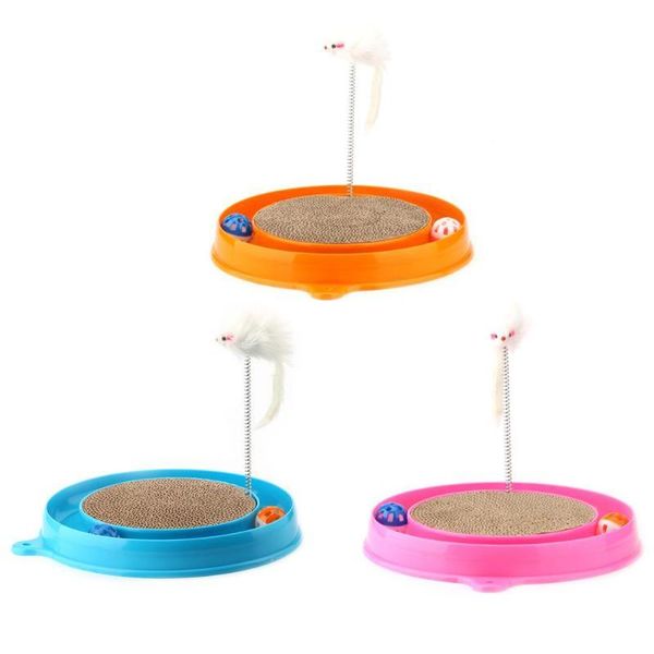 

cat toys corrugated paper bell mouse disc pet spring feathers scratch board toy