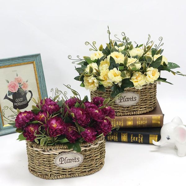 

decorative flowers & wreaths bouquet artificial peony flower fake silk wedding home decoration chrysanthemum