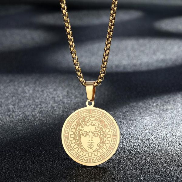 

pendant necklaces stainless steel apollo the god of sun necklace women symbol goddess nymph female retro, Silver