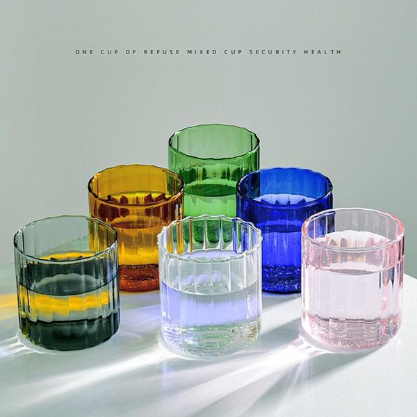 

wine glasses vertical stripes clear glass coffee mug tea water cup japanese style durable drinking for beverage juice