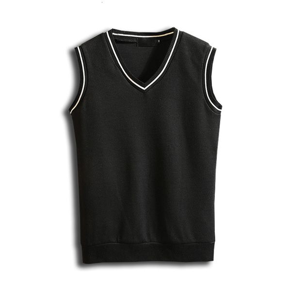 

men's sweaters men v-neck cotton vest sweater autumn spring patchwork slim fit sleeveless clothes knitted casual male coats drop shipin, White;black