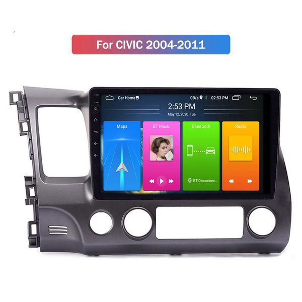 Unità principale GPS per lettore DVD per auto Android 10 per HONDA CIVIC 2004-2011 con sistema multimediale stereo bluetooth wifi 2 din