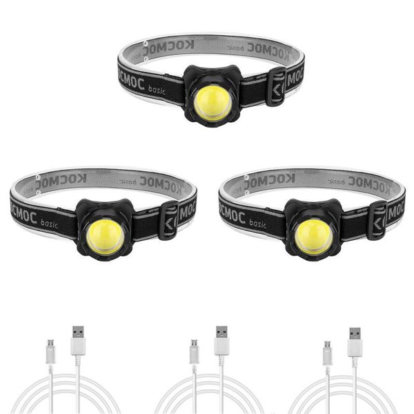 

bicycle light 350lm cob led headlamp usb rechargeable headlight waterproof head lamp with built-in battery accessories bike lights