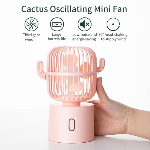 

electric fans cute cactus mini deskfan 3 gears adjustable usb rechargeable oscillating air coole cooler for home office