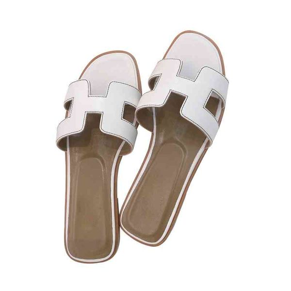

explosion summer beach slippers luxury brand designer ladies slides women genuine leather flat casual shoes flip flops 80% off outlet online, Black