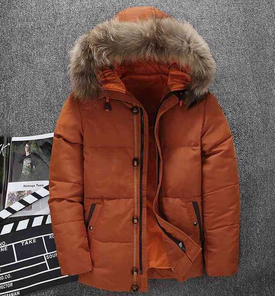 

men's down & parkas big fur collar casual coat hooded jacket fashion thicken warm faction parker outdoor sports mountaineering wear m5c, Black