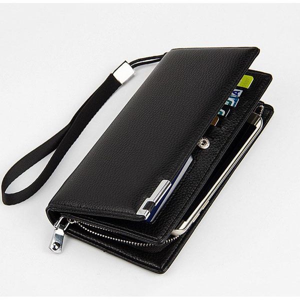 

business men's clutch bag wallets brand leather wallet zipper&hasp male card holder coin purse black coffee 2021, Red;black