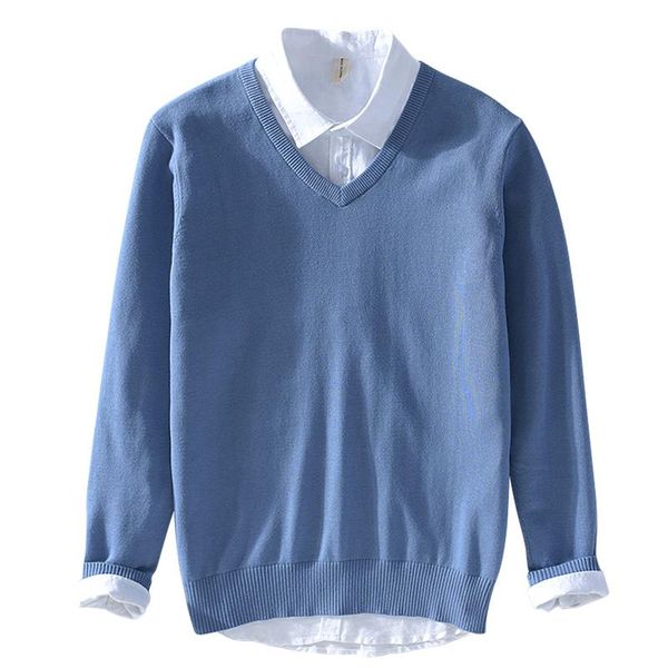 

men's sweaters 2021 v-neck pullover solid color sweater, White;black