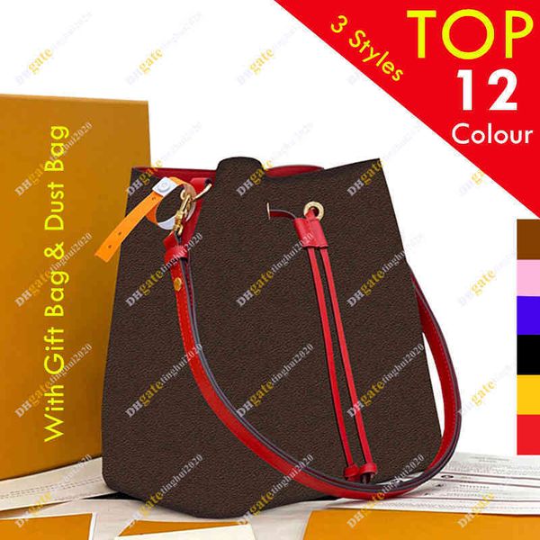 

ladies designer fashion 5a flower & checkerboard bucket bags shoulder bags m44021 m44022 gift bag dust bag stock