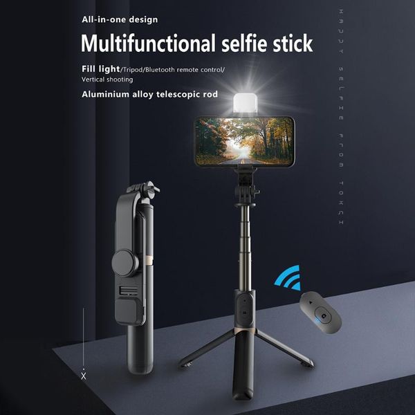 

aluminum tripod monopod with remote fill light q03s foldable bluetooth mini selfiestick 4.0 selfie stick monopods