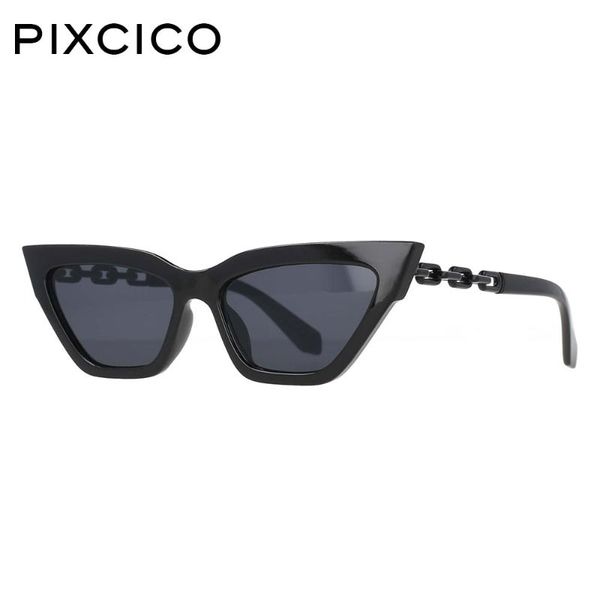 

sunglasses 53197 occhiali da sole donna cat eye chain legs ladies small frame decorative vintage women's shades uv400 gafas sol, White;black