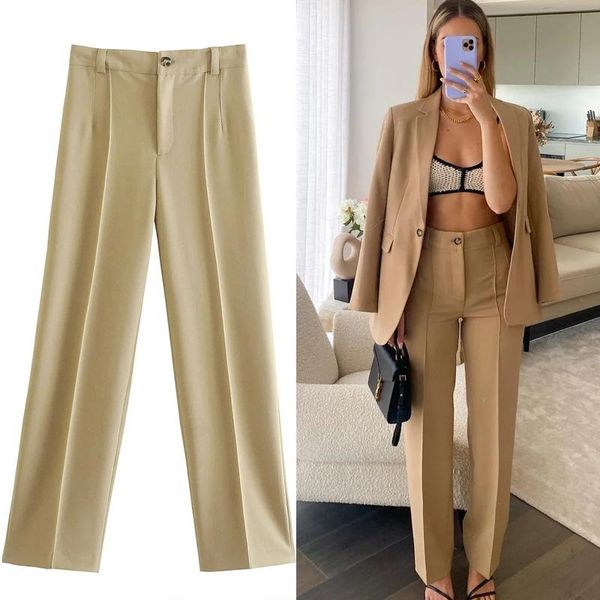 

women's pants & capris za high waist for women baggy office korean fashion aesthetic woman trousers classic elegant, Black;white