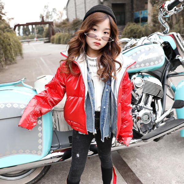 

coat children winter jacket for kids girl bright face fabric casual silver warm thick locomotive wear parka snowsuit, Blue;gray