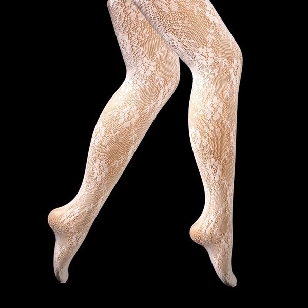 Lolita meias esbelta meias de malha de renda com baixo calça de meia -calça japonesa Rattan floral de meias brancas clássicas 8pcs
