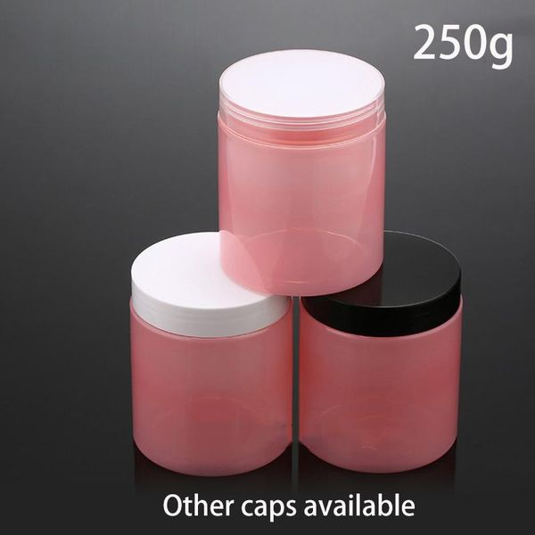 

storage bottles & jars 10pcs 250ml empty plastic pink jar 9oz cosmetic makeup cream body lotion container 250g candy sugar coffee tea bottle