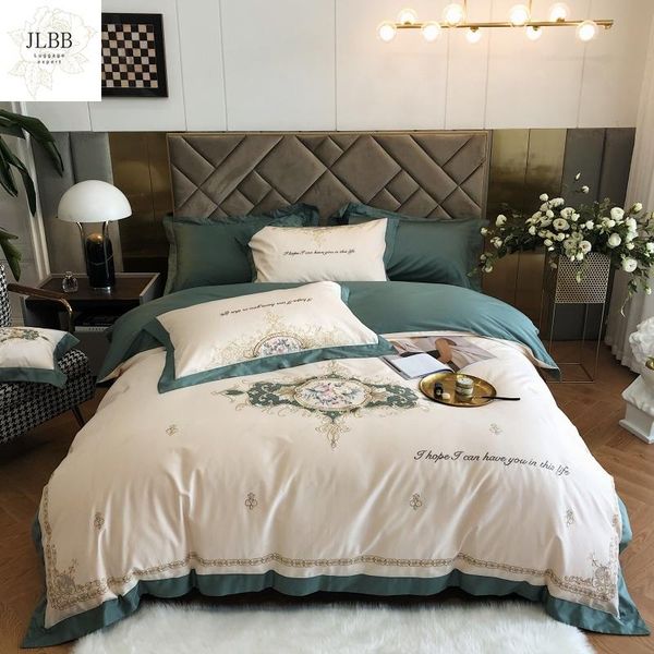 

bedding sets white luxury european pastoral floral embroidery 1200tc egyptian cotton set duvet cover flat/fitted sheet pillowcases