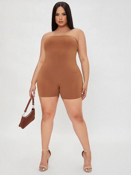 

sxy plus solid tube romper j10j#, Black