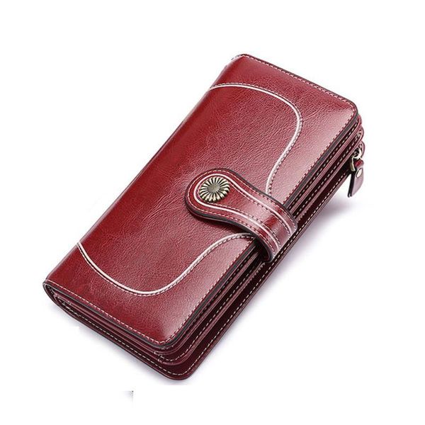 

wallets fashion genuine leather women wallet multifunction womens clutch female purses femme billetera card holder, Red;black