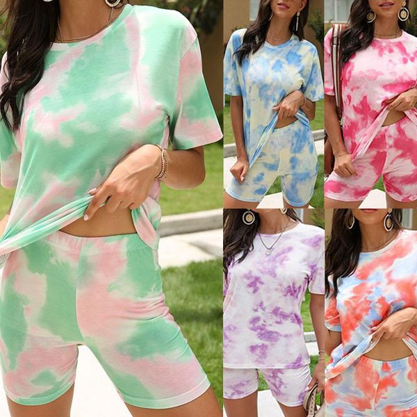 

women's tracksuits 2021 casual tie dye two pieces outfit ladies matching clothing set tracksuit female slim suit sport piece, Gray