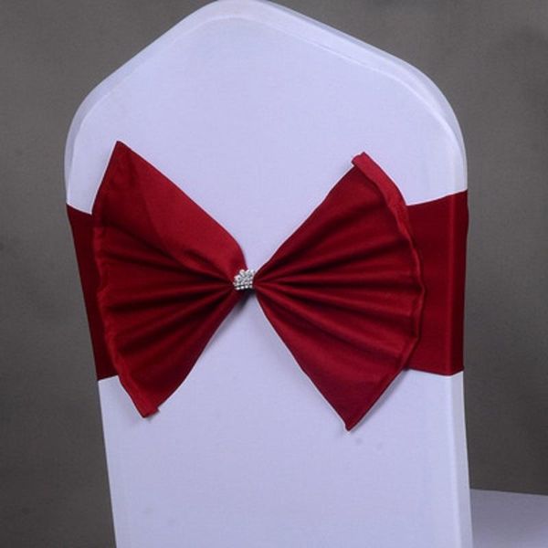 

wine red/white/gold/pink/blue wedding chair decoration elastic butterfly sashes bow knot tie for el banquet party home