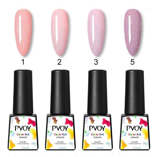 

4pcs/set uv gel nail polish nude glitter series led lamp semi permanent base coat soak off holographics art set1