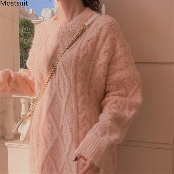 

spring autumn loose criss-cross sweater woman long sleeve knitted pullover ladies sweet jumpers korean sueter mujer 210514, White;black